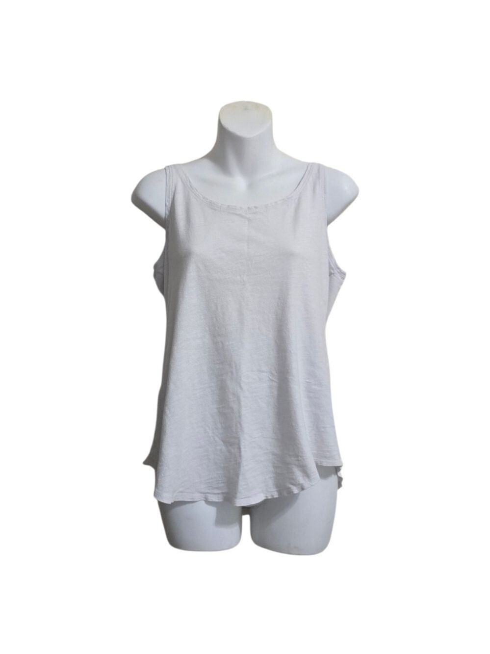 Eileen Fisher Organic Cotton Scoop Neck Sleeveless Tank Top In White Sz XS